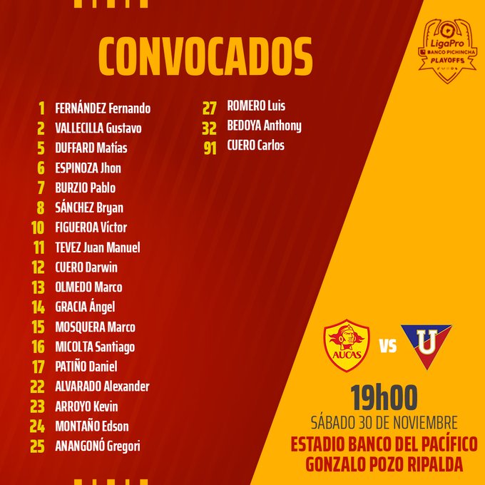 Convocados de AUCAS para medir a Liga(Q)