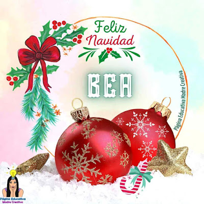 Solapín navideño del nombre Bea para imprimir