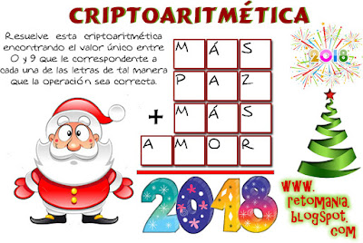 Alfaméticas, Alfamética, Criptoaritmética, Criptosuma, Navidad, Retos matemáticos, Desafíos matemáticos, Problemas matemáticos, Problemas de ingenio, Problemas matemáticos con solución