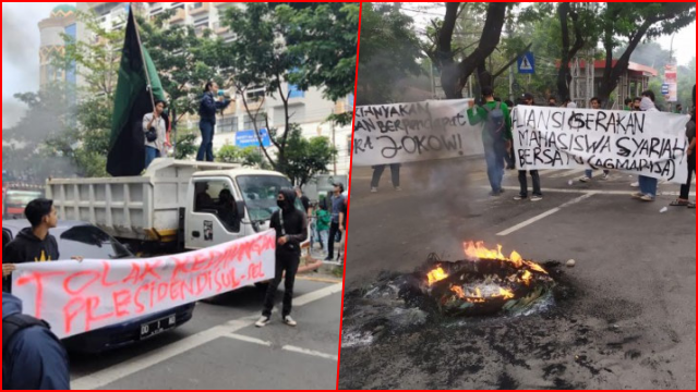 Tolak Kedatangan Jokowi ke Makassar, Mahasiswa Bakar Ban dan Tutup Jalan