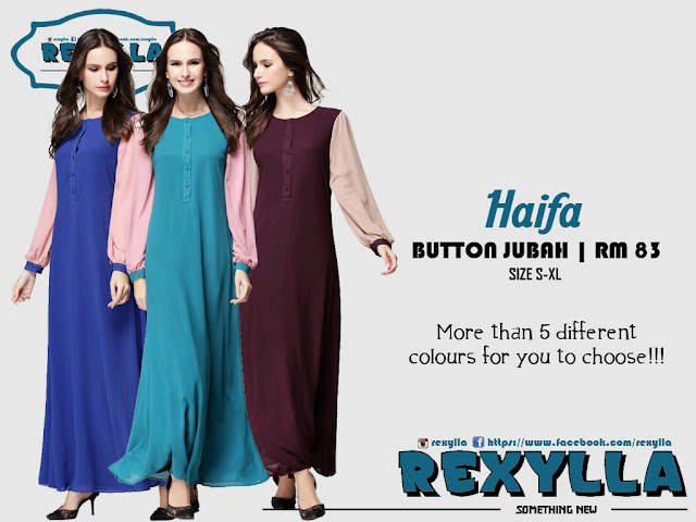 rexylla, jubah, button jubah, joint colour, haifa collection