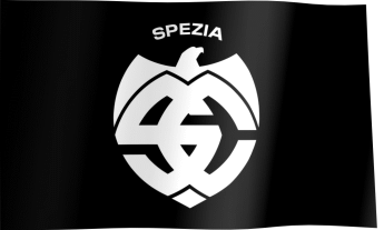 The waving black flag of Spezia Calcio with the new logo (Animated GIF) (Bandiera Spezia Calcio)