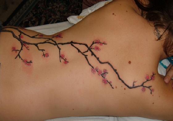 cherry blossom tattoo - hips 