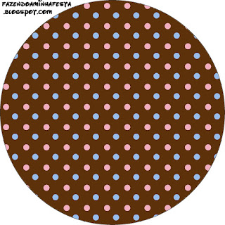 Pink and Light Blue Polka Dots in Chocolate Toppers or Free Printable Candy Bar Labels.