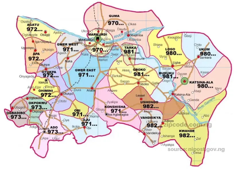 Benue State Postal Code Maps