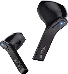 Maxell Jelleez True Wireless Bluetooth 5.0 Earbuds + Rubberized Charging Case & Earbuds – Secure Comfort Fit – IPX4 Sweat Resistance - 9-Hr Playtime – Enhanced Bass – Black (199460)