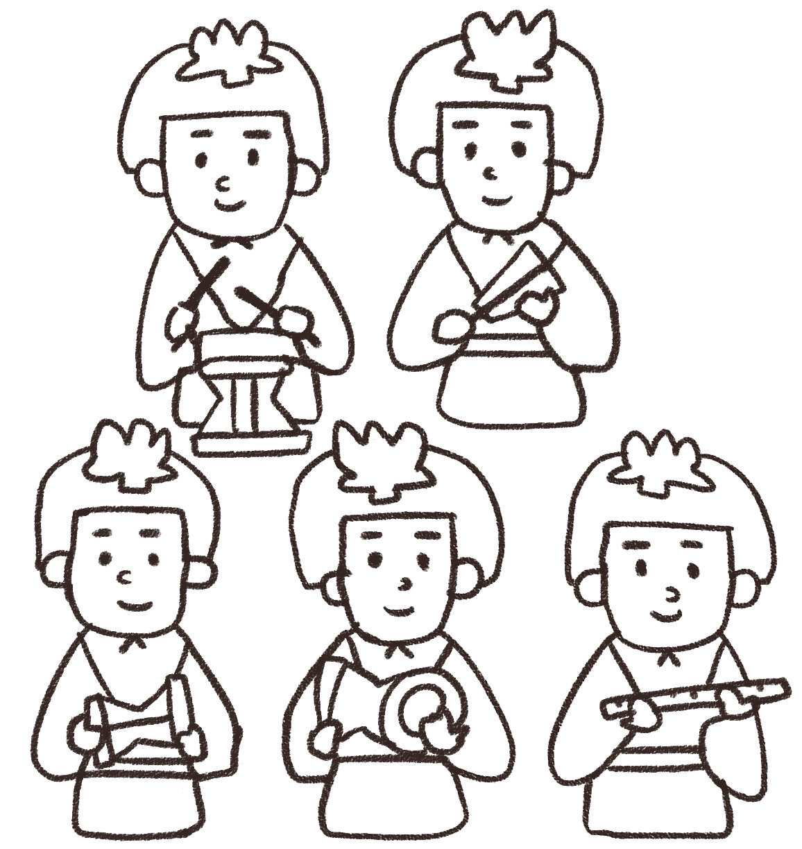 五人囃子のイラスト ひな祭り ゆるかわいい無料イラスト素材集