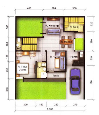 Contoh Denah Rumah Minimalis dan Tata Ruang Interior Lt 1