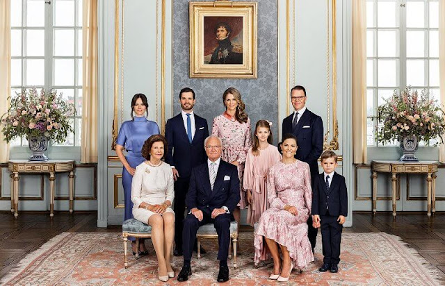 Queen Silvia, Crown Princess Victoria, Princess Estelle, Prince Oscar, Princess Sofia floral gown, Princess Madeleine pink gown