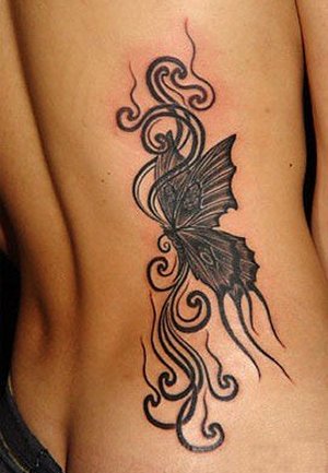 black butterfly tattoos. utterfly tribal tattoo.