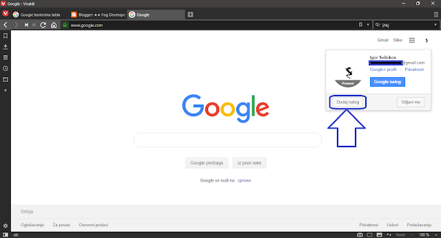 Dodaj nalog na google