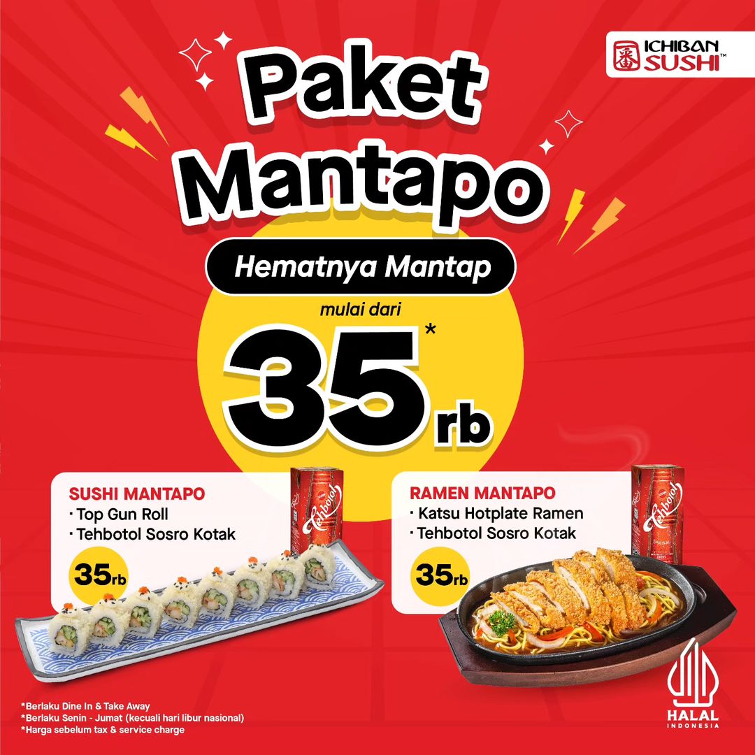 Promo Ichiban Sushi Paket Mantapo! Mulai dari Rp. 35Ribu