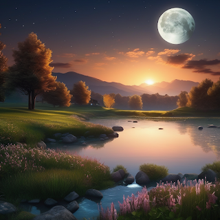 beautiful scenery with the moon