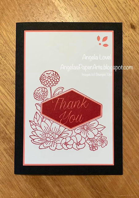 Stampin' up! Accented Blooms Thank You card by Angela Lovel, Angela's PaperArts #simplestamping