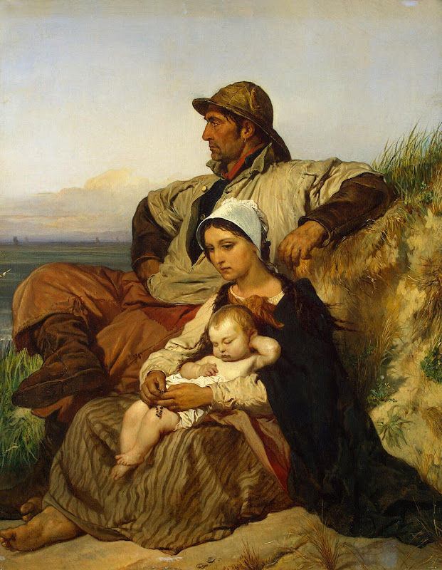 Fisherman's Family by Louis Gallait - Genre Paintings from Hermitage Museum