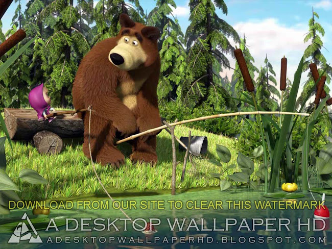 Masha And The Bear Fishing Cartoons Desktop Wallpaper HD