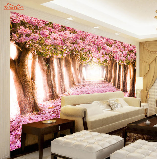 Picture Wallpaper for Walls Romantic Pink Flower Tree Wall Mural