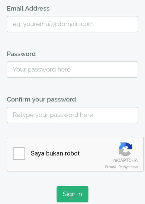 Maka anda akan disuruh mengisi Alamat email dan Password, isilah Alamat email dan Password tersebut dengan benar, jika sudah lalu pilih "Sign In".