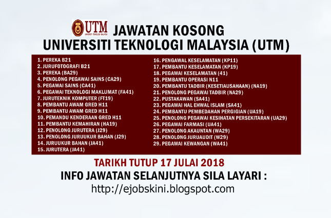 Jawatan Kosong UTM