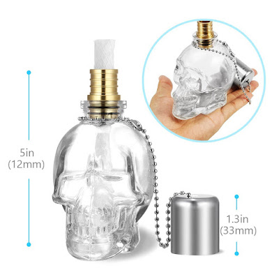 Glass Skull Tiki Light Torch, Outdoor Decoration Tabletop And Lantern