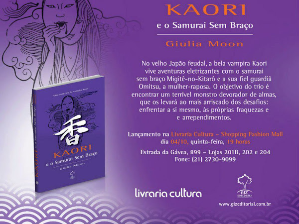 Lançamento de Kaori e O Samurai Sem Braço, de Giulia Moon, Giz Editorial no Rio de Janeiro