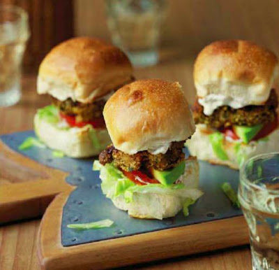 Falafel Chicken Sliders with Sesame and Feta Mayo