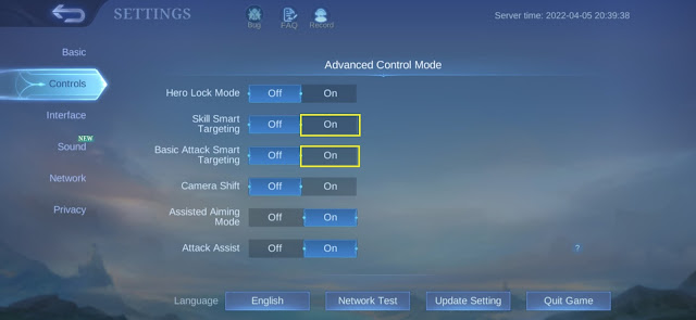 Turn on Skill Smart Targeting and Basic Attack Smart Targeting in Mobile Legends