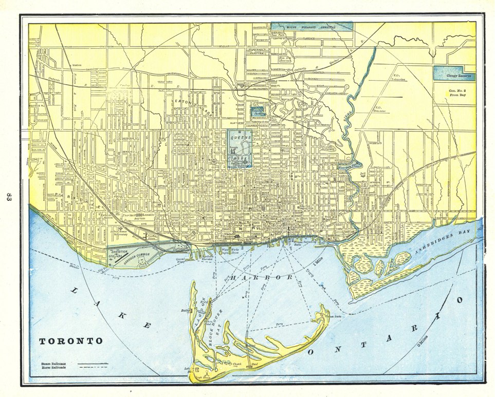 1895 Map of Toronto by George F. Cram from the Universal Atlas