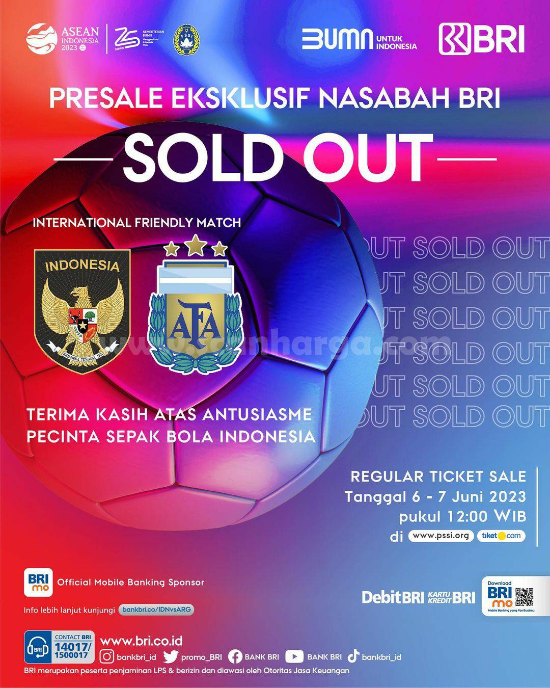 Promo BRI PRESALE FIFA FRIENDLY MATCH INDONESIA VS ARGENTINA