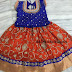 Orange and Blue Net Weave Lehenga