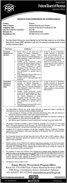 Federal Board Of Revenue FBR Jobs 2023