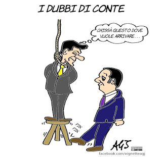 conte, renzi, governo, crisi, prescrizione, politica, vignetta, satira