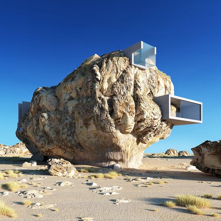 A Genius Architect Designed A Contemporary House Inside A Gigantic Ancient Rock