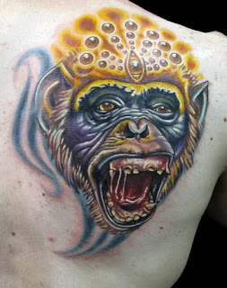 3D Monkey Head Tattoo