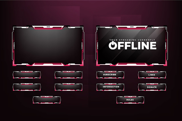 Futuristic live streaming overlay vector free download