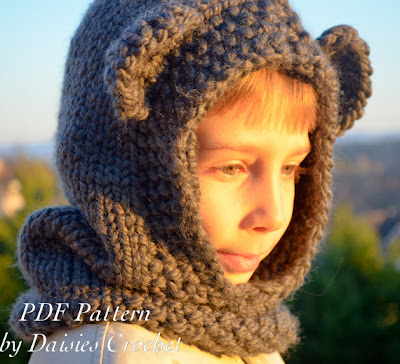 Knitting hooded cowl pattern 1