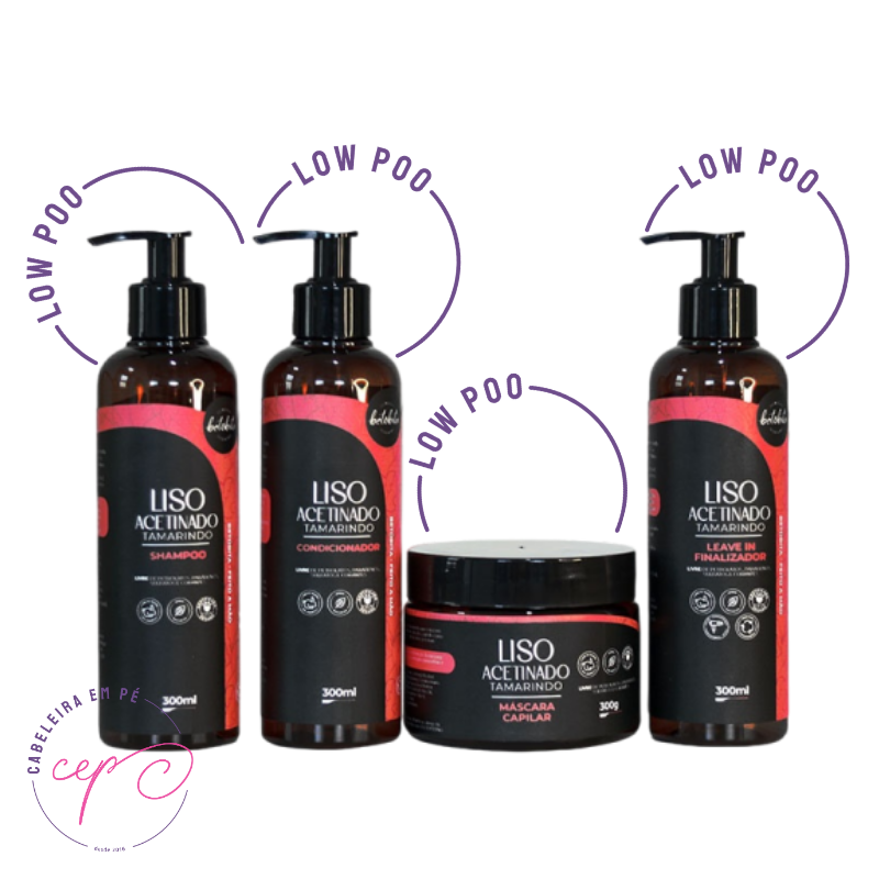 Shampoo, Condicionador, Máscara e Leave in Liso Acetinado - Betobita (Low Poo)