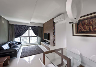 white drawing room with cream curtains singapore decoration interior design