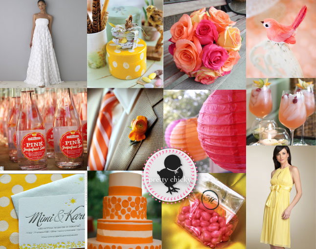 gray, yellow, pink wedding ideas