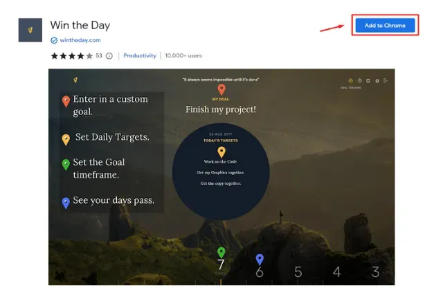 Win The Day chrome extension help you to achieve your daily Goals