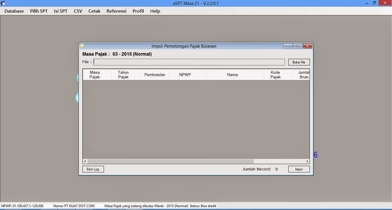 Cara Melakukan Impor Data CSV e-SPT PPh Pasal 21 ~ kuat.Com