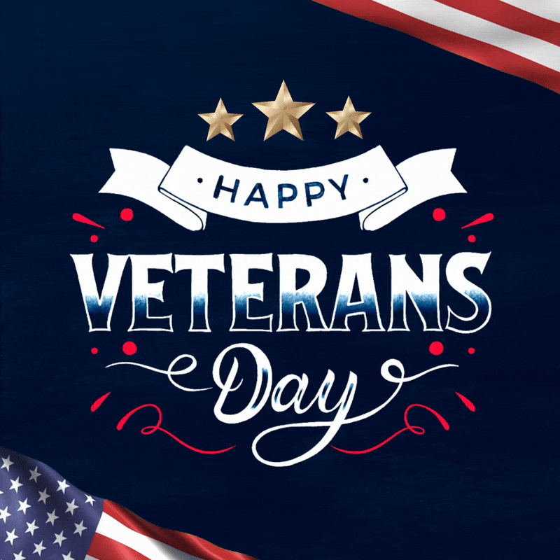 Animated Happy Veterans Day 2022 Image, Happy Veterans Day GIF with waving USA flags