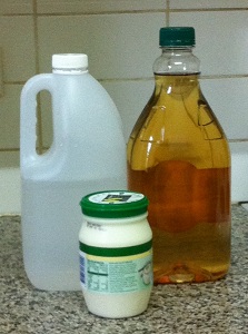 2 litres white vinegar, 2 litres apple cider vinegar, 500g plain low-fat yoghurt