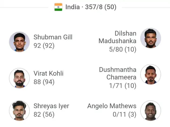 India vs sri lanka ka match kaun jita world cup 2023