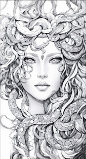 Medusa snakes instead of hair coloring page