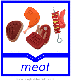 Meat - English food flashcards for ESL students