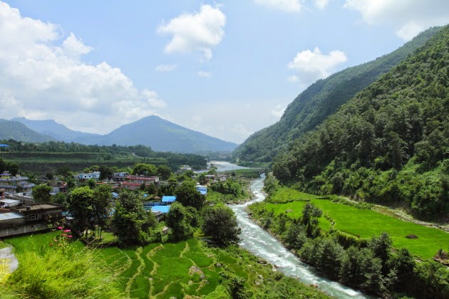 Lovely river view from Pema Ts'al Sakya Monastic Institute, Nepal