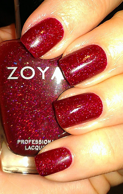 zoya ornate red scattered holo