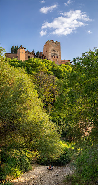 Vista de La Alhambra a los pies del Paseo de los Tristes