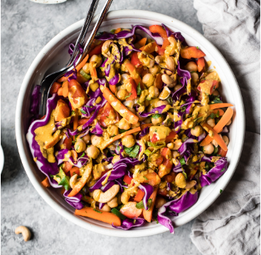 Slashed Thai Chickpea Salad with Curry Peanut Dressing #chickpea 